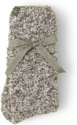 Barefoot Dreams CozyChic Heathered Socks, Olive Branch-White, L/XL - Image 2