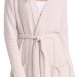 Barefoot Dreams CozyChic Lite Ribbed Robe, Faded Rose-Pearl, L/XL