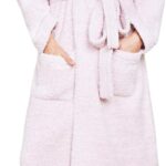 Barefoot Dreams CozyChic Adult Robe, He Dusty Rose-White, 3