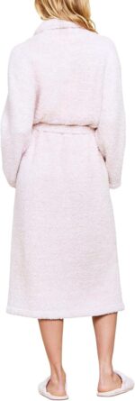 Barefoot Dreams CozyChic Adult Robe, He Dusty Rose-White, 3 - Image 2
