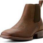 Ariat Men's Booker Ultra Square Toe Chelsea Boots, Brown Oiled Rowdy, 12