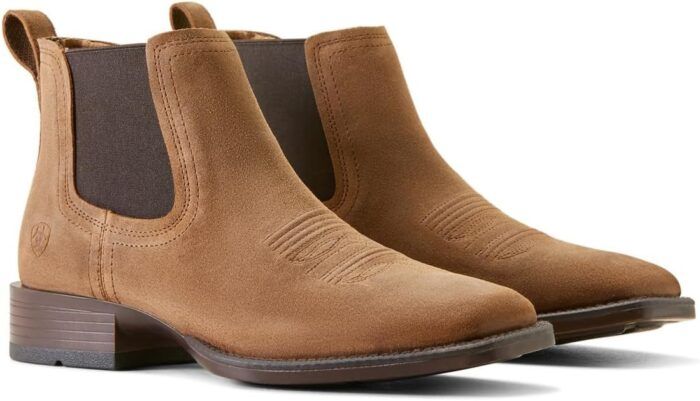 Ariat Men's Booker Ultra Square Toe Chelsea Boots, Dijon Suede, 12 - Image 2