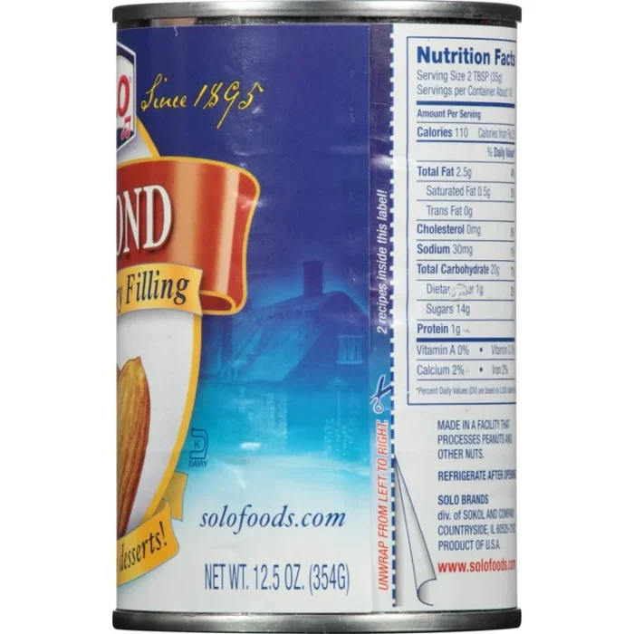 Solo Cake & Pastry Filling Almond, 12.5 Oz - Image 2