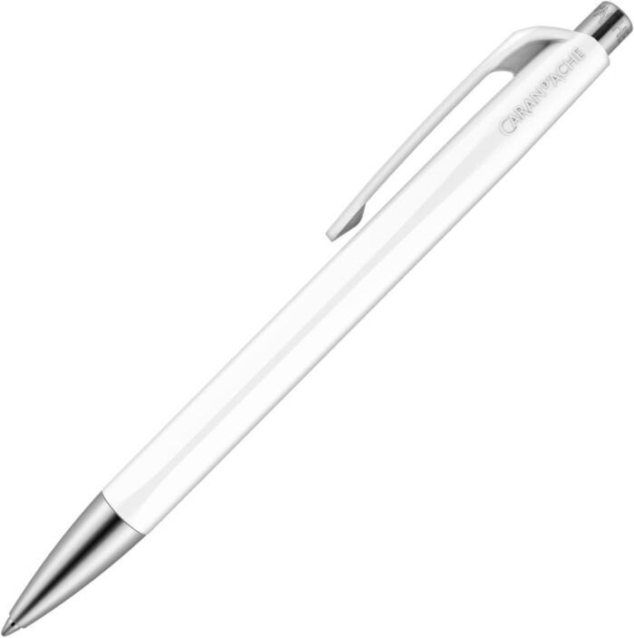 Caran d'Ache Ballpoint Pen, White, with Ink Color Blue - Image 1