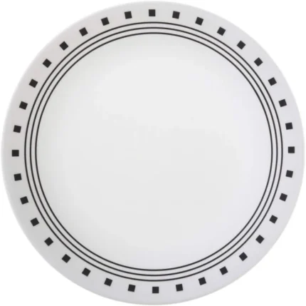 Corelle Livingware Black/White Glass City Block Luncheon Plate