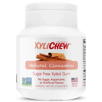 Xylichew Sugar Free Xylitol Gum, Natural Cinnamon, 60 Ct 2.75 Oz