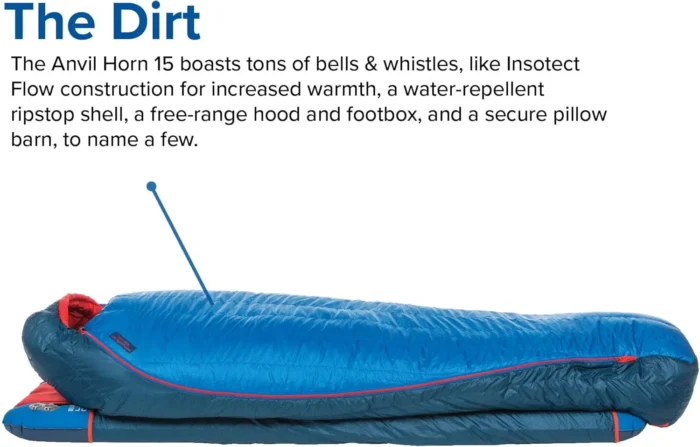 Big Agnes Anvil Horn 15 Degree Down Sleeping Bag, Blue/Red, 2 Person - Image 5