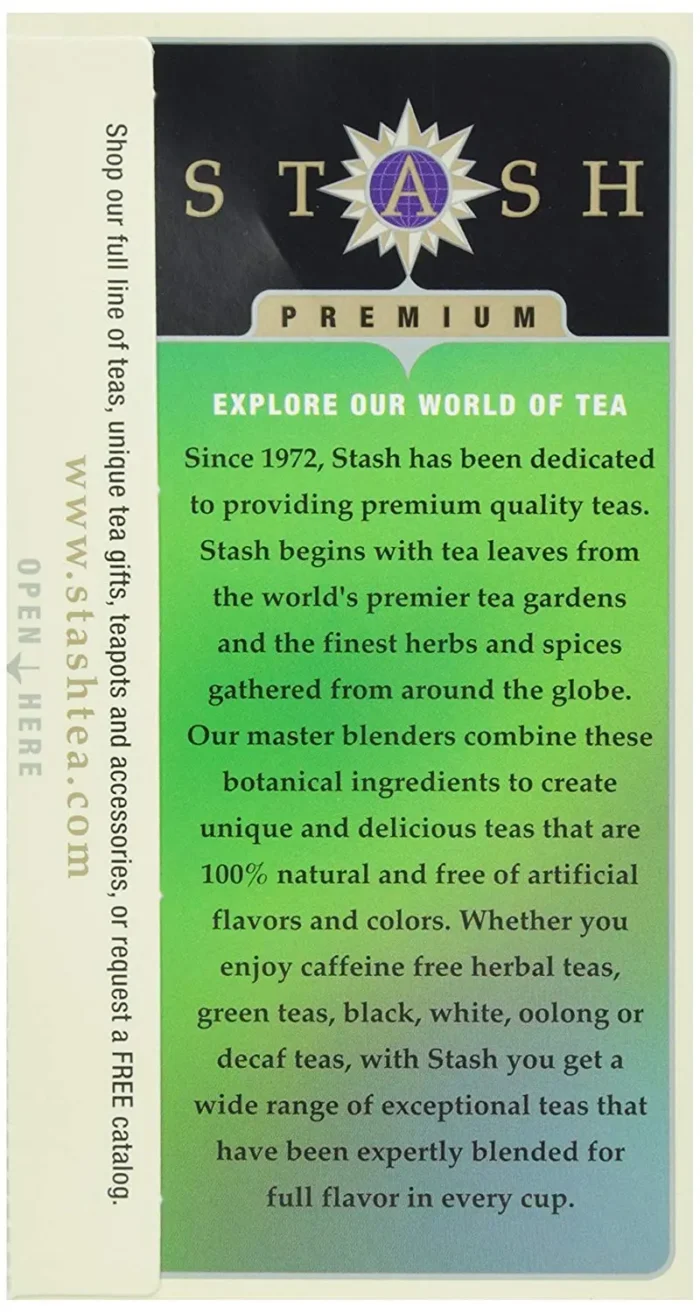 Stash Premium Green Tea, Decaf, 18 Ct 1.1 Oz - Image 2