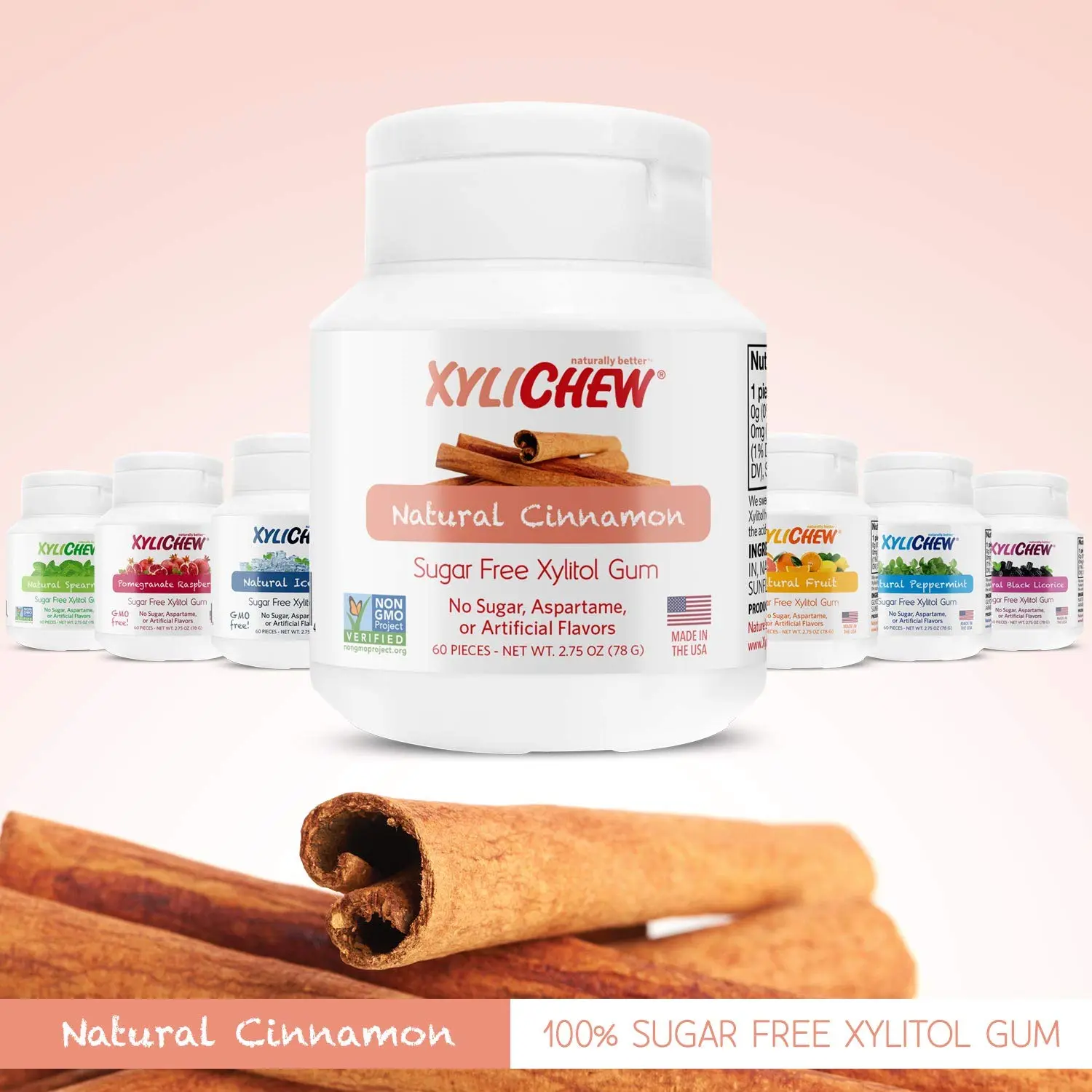 71keRijvWL._SL1500_ Xylichew Sugar Free Xylitol Gum, Natural Cinnamon, 60 Ct 2.75 Oz - Image 7