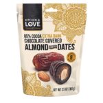 Kitchen & Love Extra Dark Choco Covered Almond Stuffed Dates, 3.5 Oz