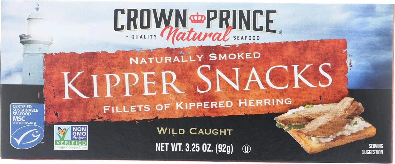 81URfefPT2L._SL1500_ Crown Prince Naturally Smoked Kipper Snacks, 3.25 Oz - Image 1