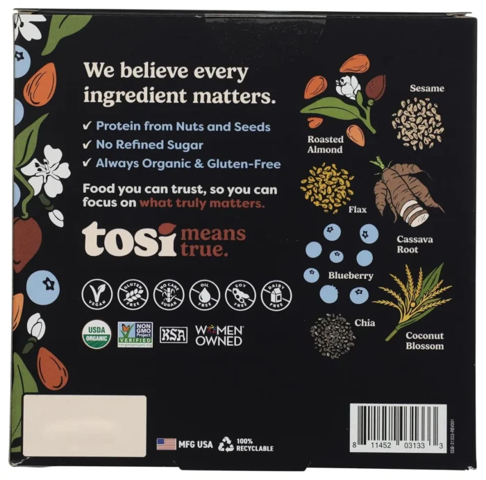 Tosi Crunchy Bar Superbites, Almond Blueberry, 1 Oz - Image 4