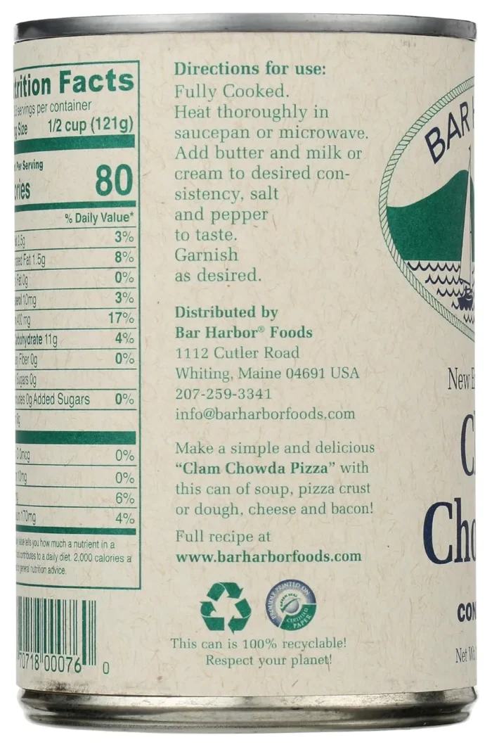 Bar Harbor Clam Chowder Condensed New England Style, 15 Oz - Image 3