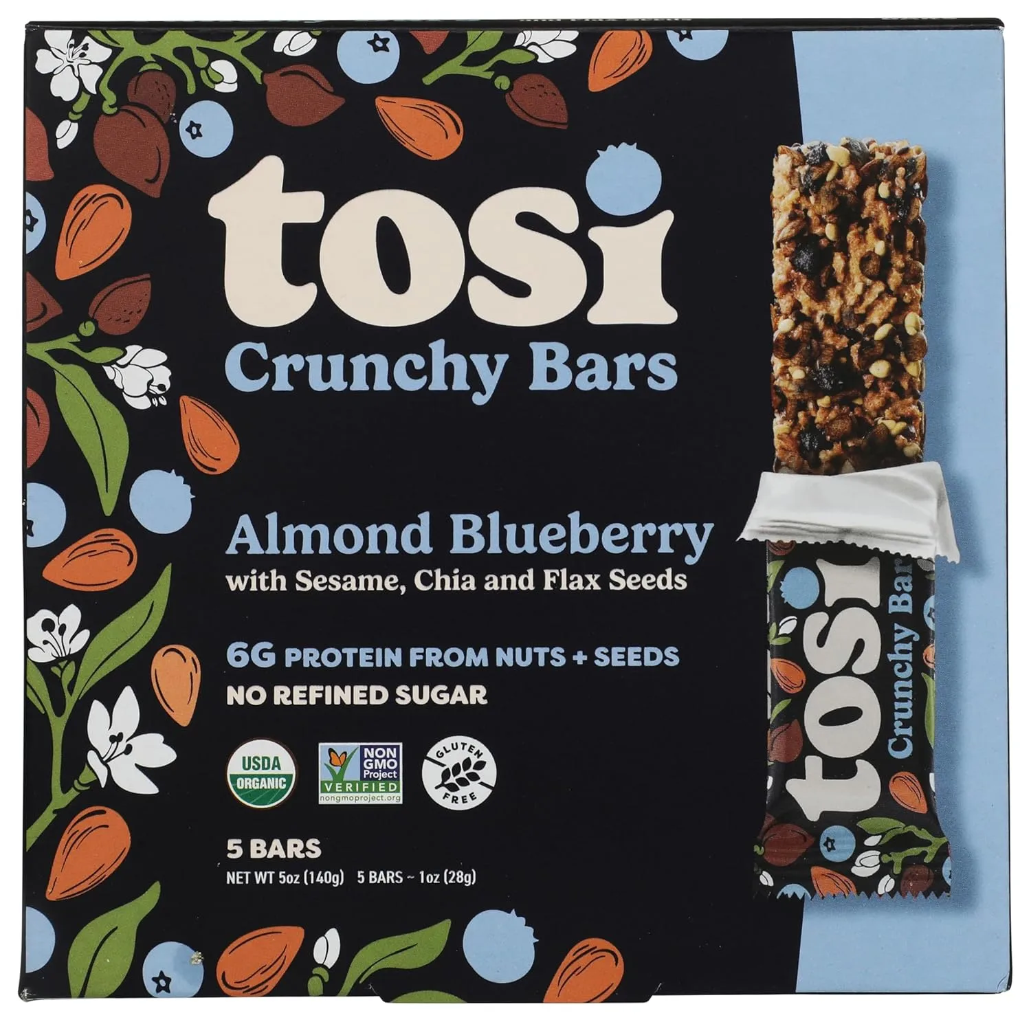 81sLmtzEWlL._SL1500_ Tosi Crunchy Bar Superbites, Almond Blueberry, 1 Oz - Image 1