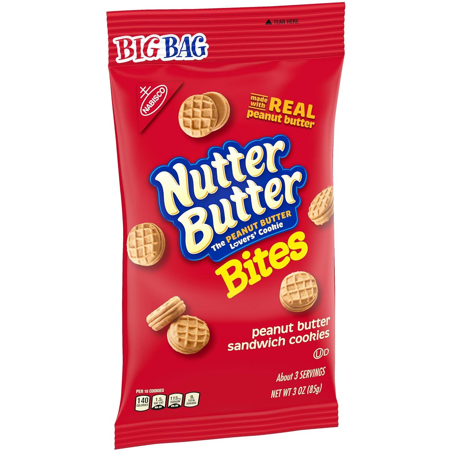 81wqGJgi7qL._SL1500_ Nutter Butter Big Bag Lovers' Sandwhich Cookie Bites, Peanut Butter, 3 Oz - Image 2