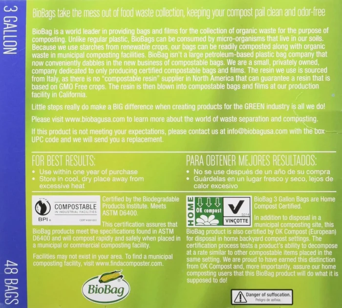 Bio Bag Compostable Food Scrap Bag, Small 3 Gallon, 48 Ct - Image 2