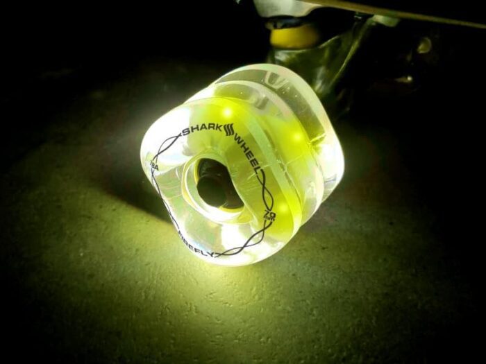 Shark Wheel Skateboard Cruising Wheels, Clear W/ Multi-Color Lights, 70 Mm - Image 5