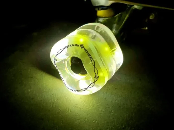 Shark Wheel Skateboard Cruising Wheels, Clear W/ Multi-Color Lights, 60 Mm - Image 3