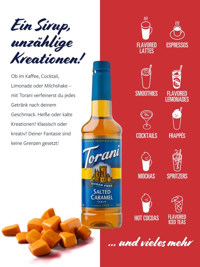 Torani Sugar Free Salted Caramel Syrup, 25.4 Oz - Image 3