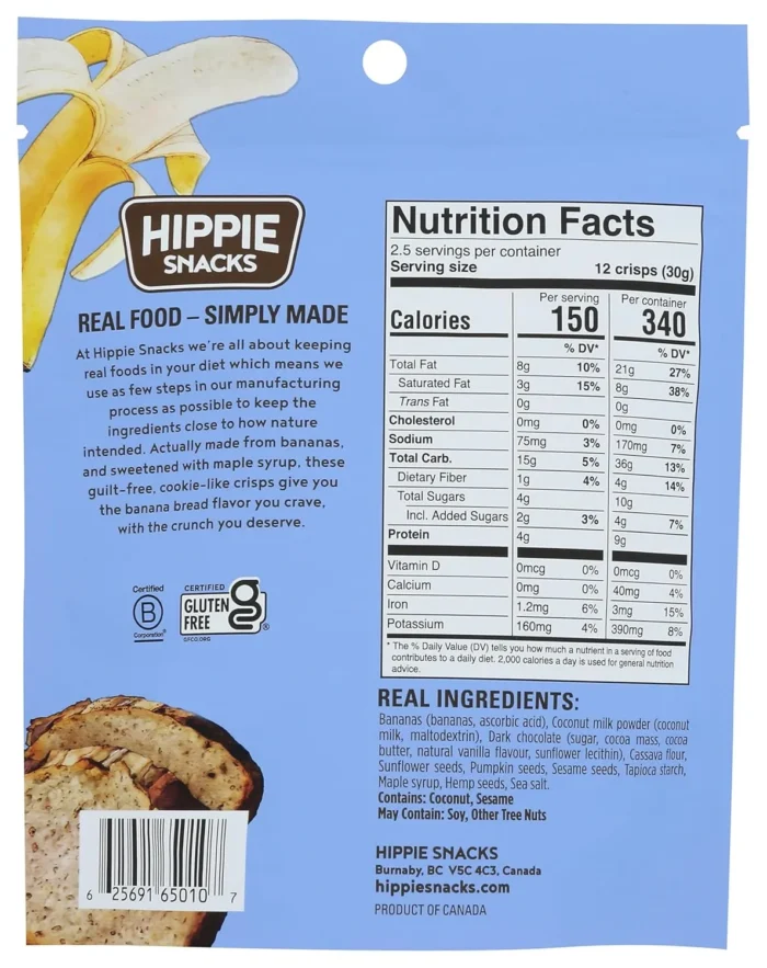 Hippie Snacks Banana Bread Crisps Chocolate, 2.5 Oz - Image 2