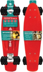 Shark Wheel Polyboard with Black 60mm Shark Wheels, Vibrant Red, 22.5 Inch