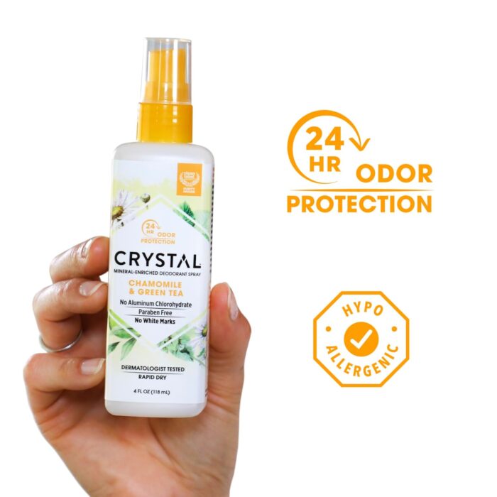 Crystal Deodorant Spray, Chamomile & Green Tea, 4 Fl Oz - Image 2