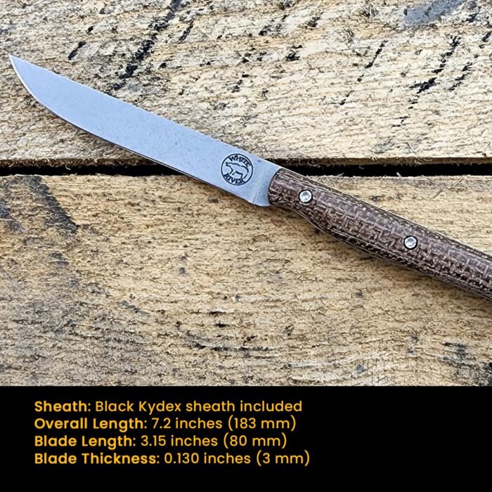 White River Exodus 3 Fixed Blade Knife Natural Burlap Micarta - Image 3