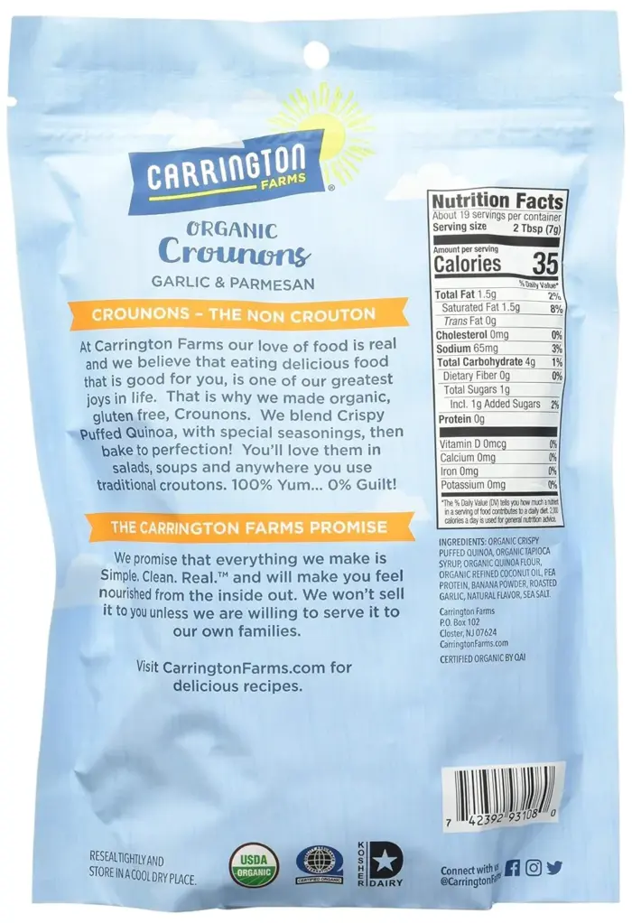 Carrington Farms Crounons, Garlic & Parmesan, 4.75 Oz - Image 3