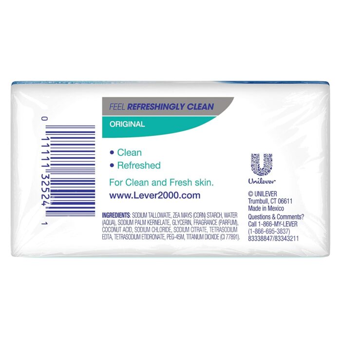 Lever 2000 Feel Refreshingly Clean Soap Bar, Original, 2 Ct 4 Oz - Image 4