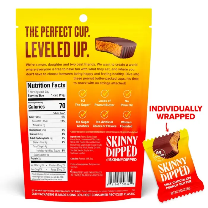 SkinnyDipped Milk Chocolate Cups, Peanut Butter, 3.17 Oz - Image 3