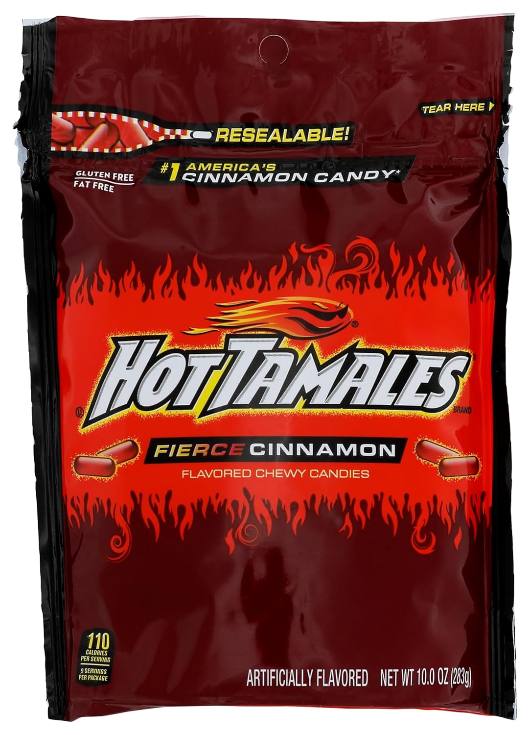 81Xel-BfPiL._SL1500_ Hot Tamales Fierce Cinnamon Chewy Candy, 10 Oz - Image 1