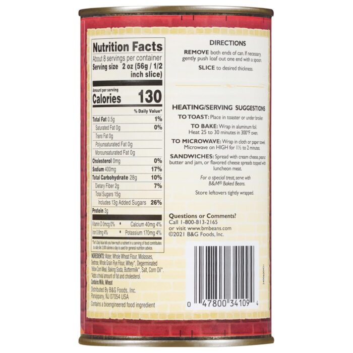 B&M Brown Bread Original Flavor, 16 Oz - Image 2