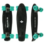 Shark Wheel Polyboard W/ 60mm Turquoise Shark Wheels, Black, 22 Inc