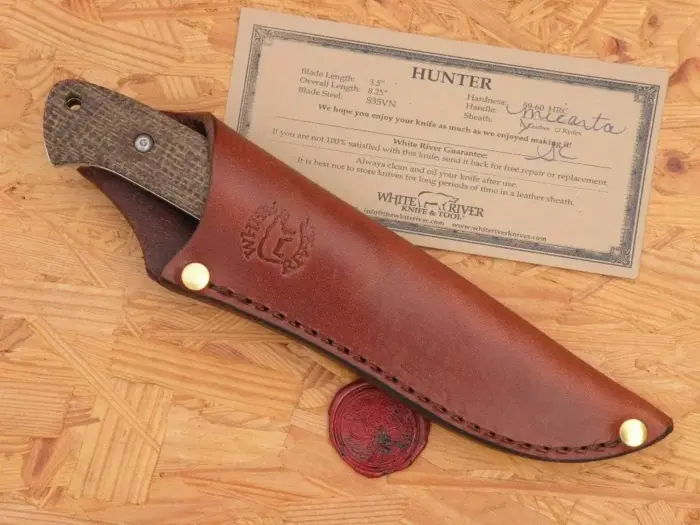 White River Hunter Fixed Blade Knife Natural Burlap Micarta - Image 3