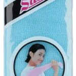SALUX Nylon Japanese Beauty Skin Bath Wash Cloth/towel, Pink Yellow Blue, 3 Ct, 35"L x 11"W