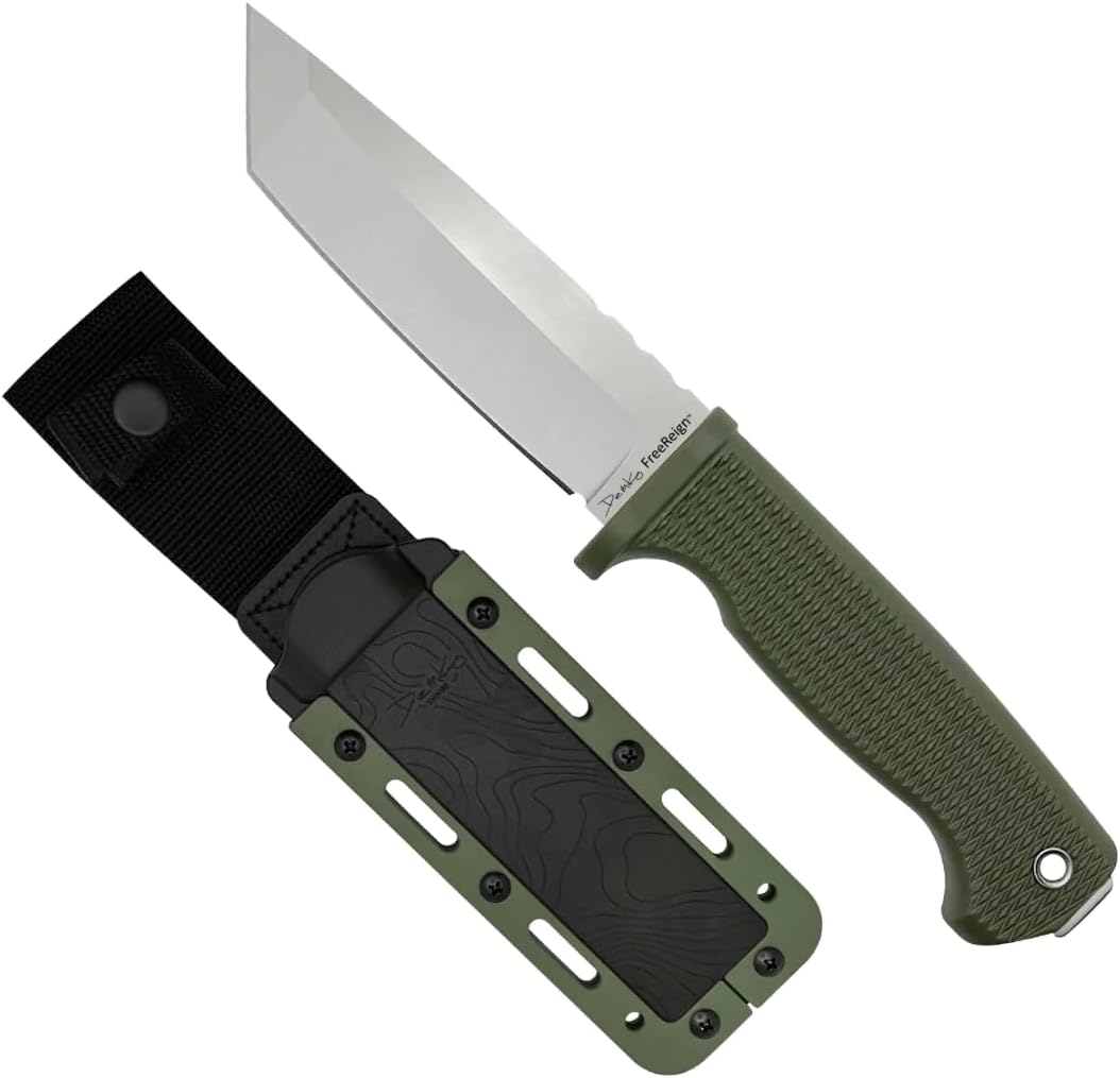 51lvLjlyqhL._AC_SL1170_ Demko Knives FreeReign Fixed Blade Knife 5, Tanto OD/Grey - Image 1