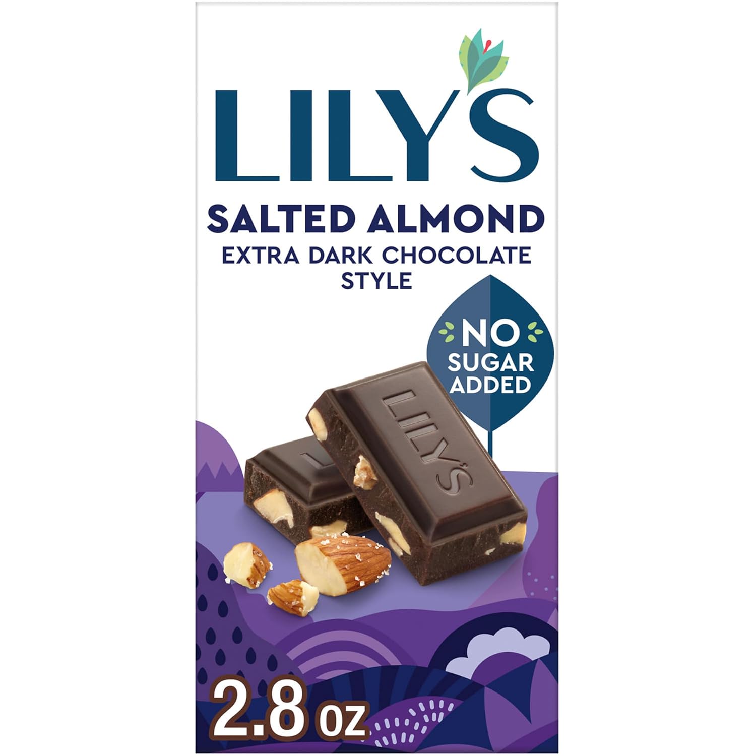 71KxjEsxPTL._SL1500_ Lily's Salted Almond Extra Dark Chocolate No Sugar, 2.8 Oz - Image 1