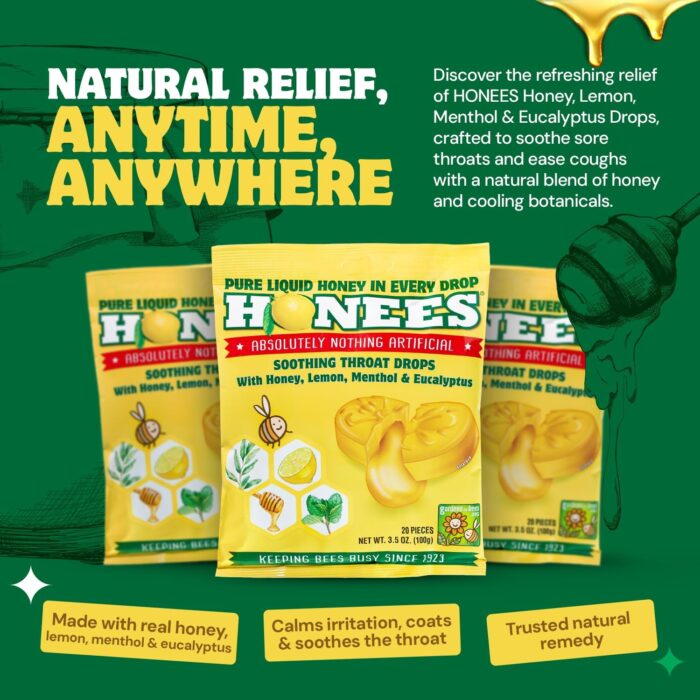 Honees Filled Honey Lemon Cough Drops 20 Lozenges, 3.5 Oz - Image 2