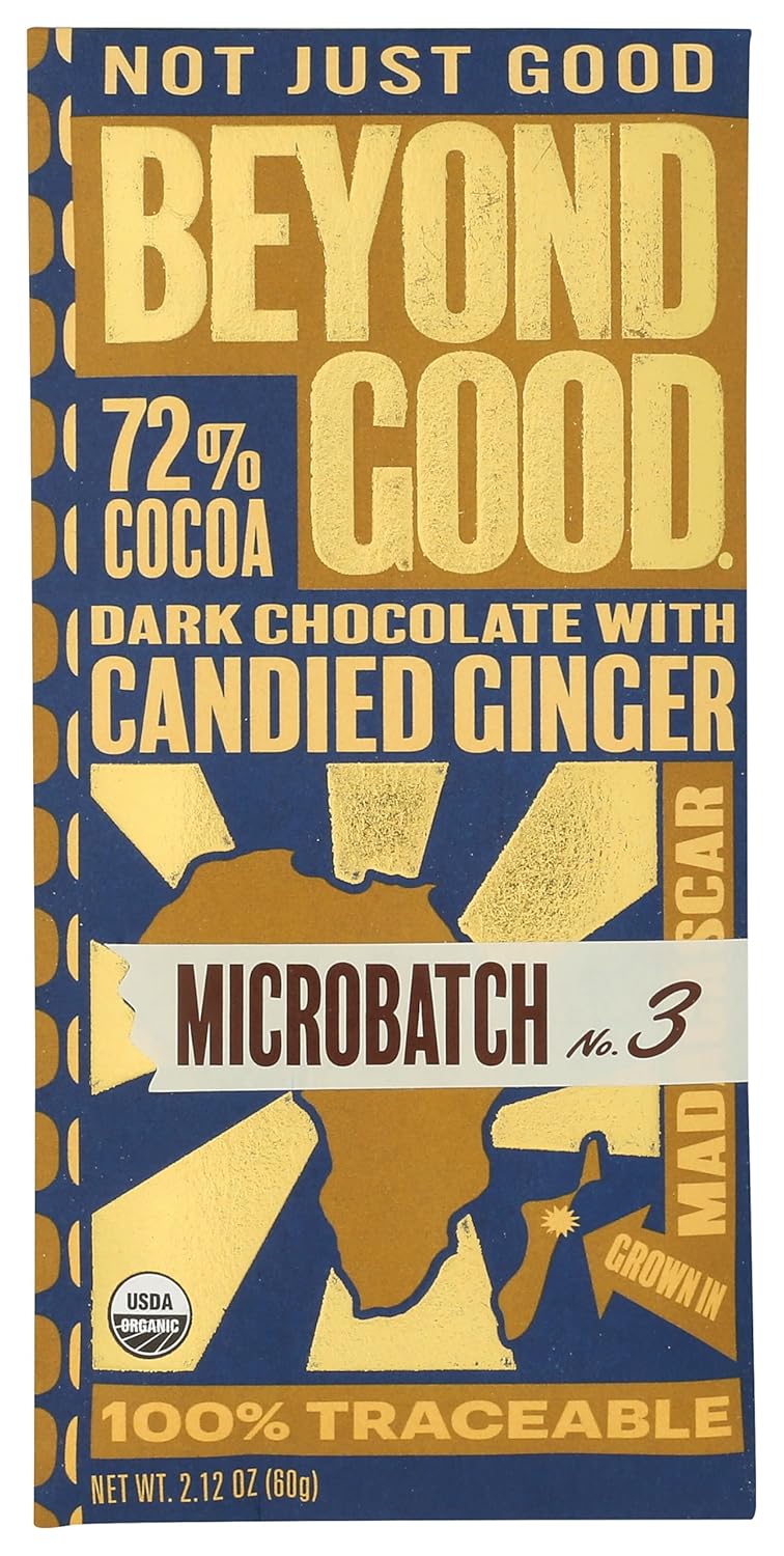 81GKKigYQpL._SL1500_ Beyond Good 72% Cocoa Dark Chocolate Candied Ginger Microbatch No. 3, 2.12 Oz - Image 1