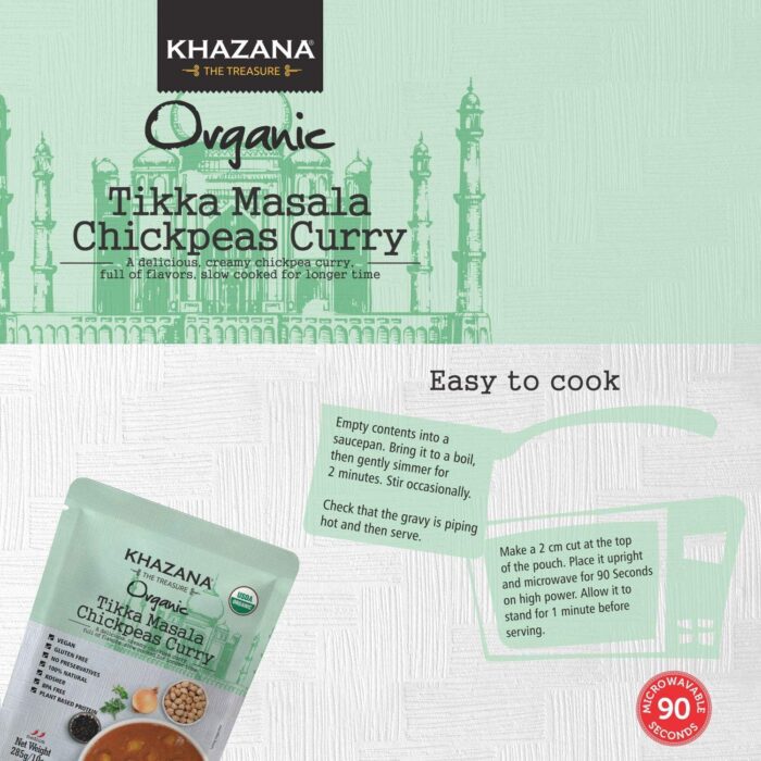 Khazana Organic Tikka Masala Chickpeas Curry, 10 Oz - Image 3