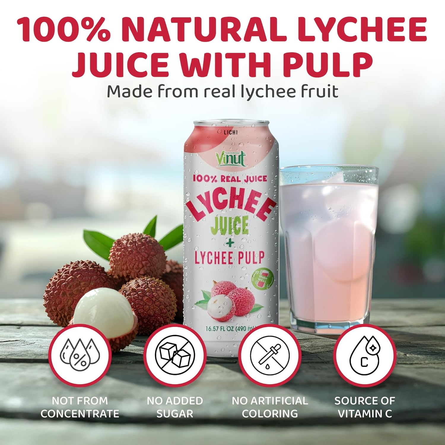 81SgGClgmzL._SL1500_ Vinut 100% Fruit Juice with Pulp, Lychee 16.57 Fl Oz - Image 1