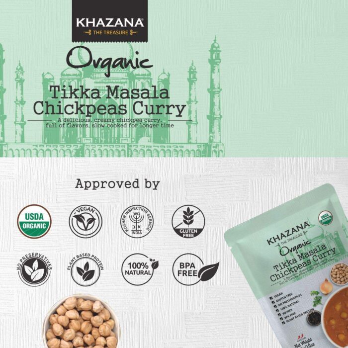 Khazana Organic Tikka Masala Chickpeas Curry, 10 Oz - Image 4