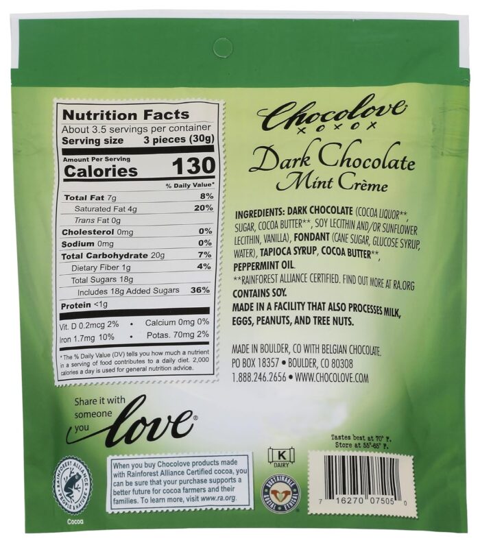 Chocolove Dark Chocolate Mint Creme Bites, 3.5 Oz - Image 2