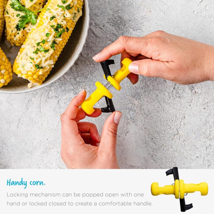 Dreamfarm Anchor-Lock Corn Cob Holders, Yellow/Black - Image 3