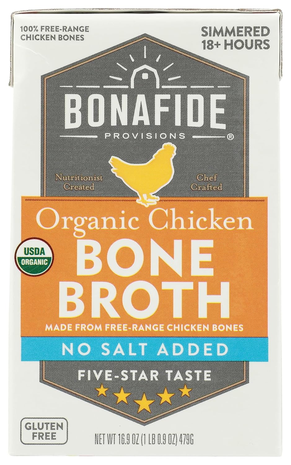 91bFGBGcr6L._SL1500_ Bonafide Provisions Organic Bone Broth, No Salt Added, Chicken, 16.9 Oz - Image 1