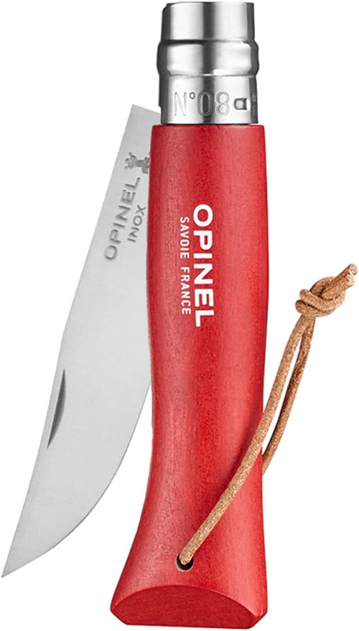 Opinel Stainless Steel Pocket Knife No. 8, Red - Image 6