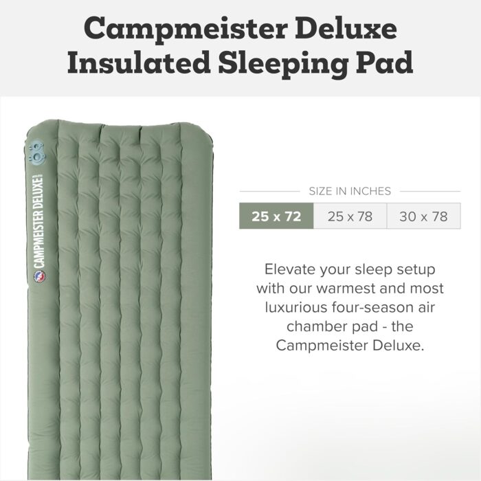 Big Agnes Campmeister Deluxe Insulated Sleeping Pad 25x75 Wide Regular, Deep Lichen Green - Image 2