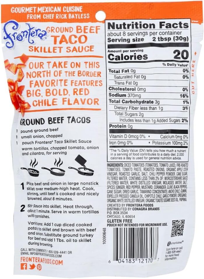 Frontera Taco Skillet Sauce Mild Red Chile and Cumin, 8 Fl Oz - Image 3