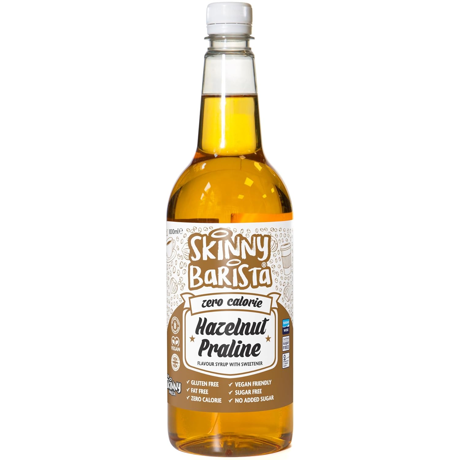 71lxFPWJ9pL._SL1500_ The Skinny Food Co Zero Calorie Hazelnut Praline Syrup, 35 Fl Oz - Image 1