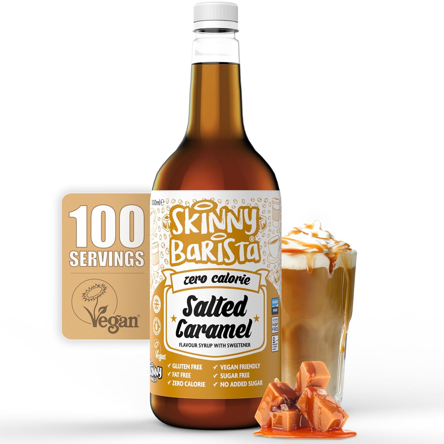 71soXayrtTL._SL1500_ The Skinny Food Co Zero Calorie Salted Caramel Syrup, 35 Fl Oz - Image 1